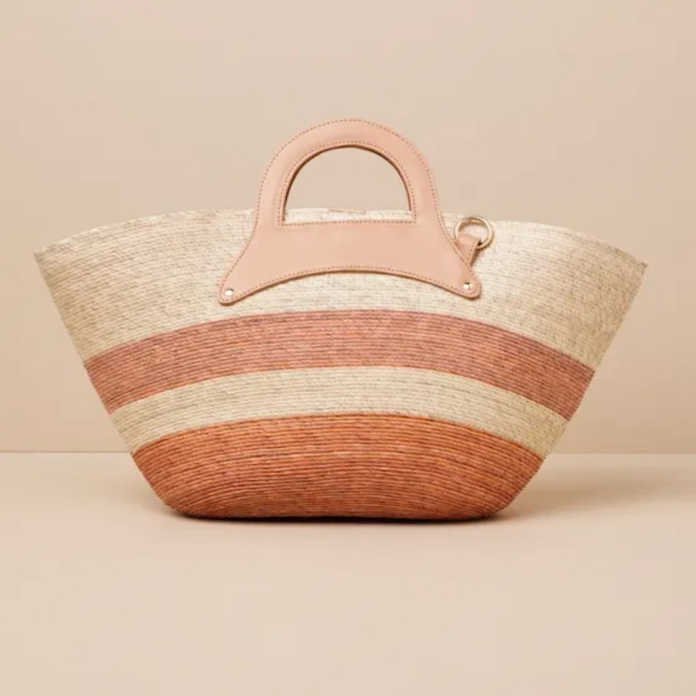 Gorgeous Aksel Beige Striped Woven Tote Bag - Picture 7 of 9